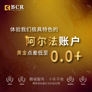 百汇BCR 黄金等热门交易品种点差0.0起！