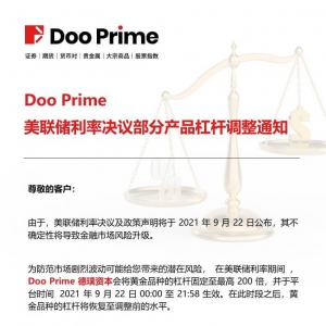 重要通告 | Doo Prime 美联储利率决议部分产品杠杆调整通知