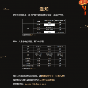 DBG Markets元旦产品交易时间调整及任务处理安排通