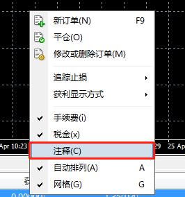 在MT4中怎么看开仓时写的注释？